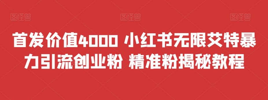 首发价值4000 小红书无限艾特暴力引流创业粉 精准粉揭秘教程-紫爵资源库