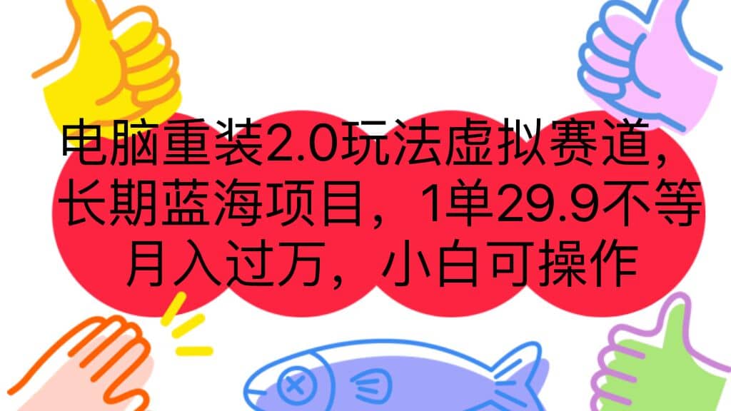 电脑重装2.0玩法，长期蓝海项目 一单29.9不等  小白可操作-紫爵资源库