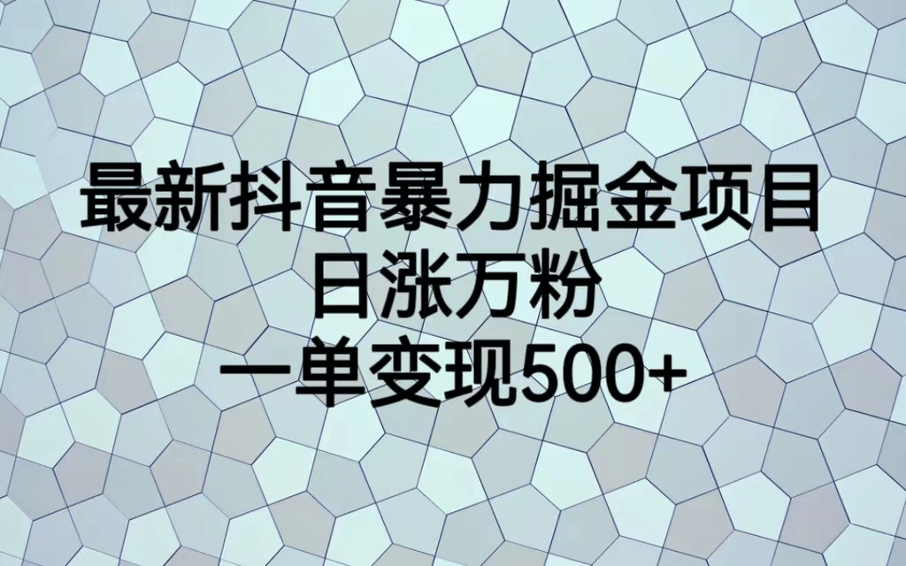 最火热的抖音暴力掘金项目，多种变现方式，一单变现可达500-紫爵资源库