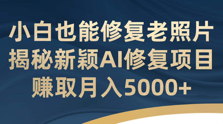 小白也能修复老照片！揭秘新颖AI修复项目，赚取月入5000-紫爵资源库