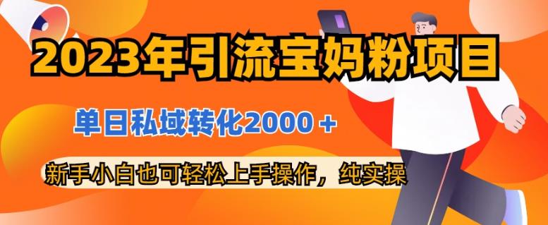 2023年引流宝妈粉项目，单日私域转化2000＋，新手小白也可上手-紫爵资源库