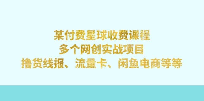 某付费星球课程：多个实战项目，撸货线报、流量卡、闲鱼电商等等-紫爵资源库