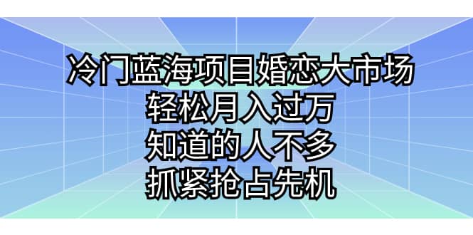 冷门蓝海项目婚恋大市场，轻松月入过万，抓紧抢占先机-紫爵资源库