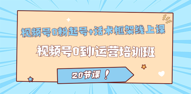 视频号·0粉起号 话术框架线上课：视频号0到1运营培训班（20节课）-紫爵资源库