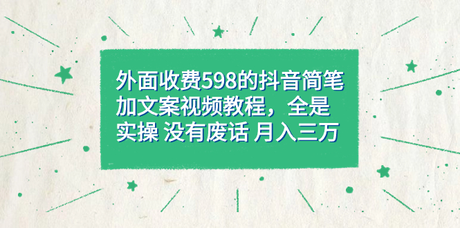 外面收费598抖音简笔加文案教程，全是实操 没有废话 月入三万（教程 资料）-紫爵资源库