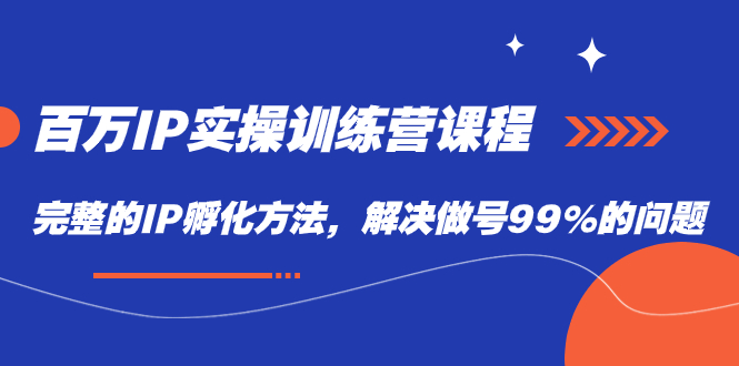 百万IP实战训练营课程，完整的IP孵化方法，解决做号99%的问题-紫爵资源库