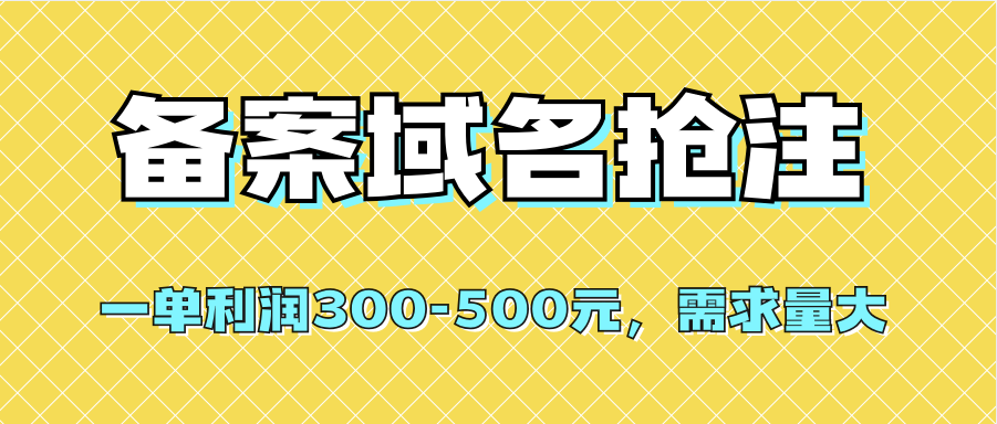 【全网首发】备案域名抢注，一单利润300-500元，需求量大-紫爵资源库