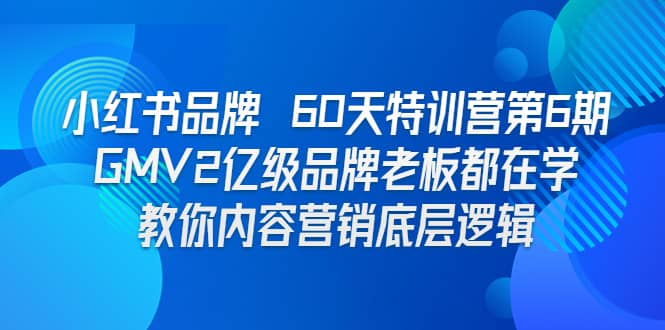 小红书品牌 60天特训营第6期 GMV2亿级品牌老板都在学 教你内容营销底层逻辑-紫爵资源库