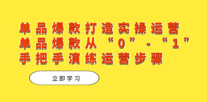 单品爆款打造实操运营，单品爆款从“0”-“1”手把手演练运营步骤-紫爵资源库