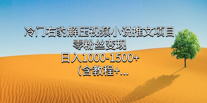 冷门右豹解压视频小说推文项目，零粉丝变现，日入1000-1500 （含教程）-紫爵资源库