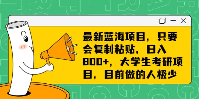 最新蓝海项目，只要会复制粘贴，日入800 ，大学生考研项目，目前做的人极少-紫爵资源库