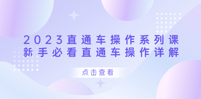 2023直通车操作 系列课，新手必看直通车操作详解-紫爵资源库