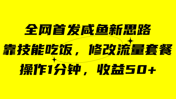 咸鱼冷门新玩法，靠“技能吃饭”，修改流量套餐，操作1分钟，收益50-紫爵资源库