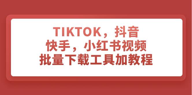 TIKTOK，抖音，快手，小红书视频批量下载工具加教程-紫爵资源库