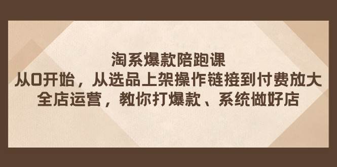 淘系爆款陪跑课 从选品上架操作链接到付费放大 全店运营 打爆款 系统做好店-紫爵资源库