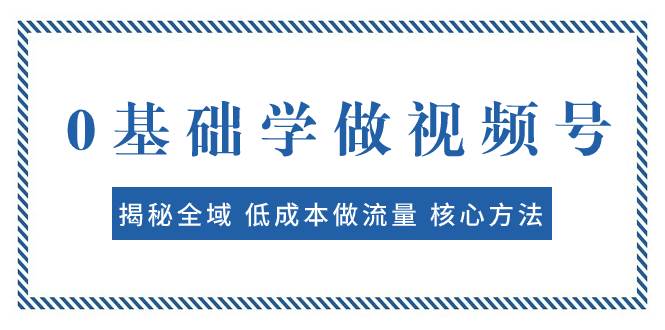 0基础学做视频号：揭秘全域 低成本做流量 核心方法 快速出爆款 轻松变现-紫爵资源库