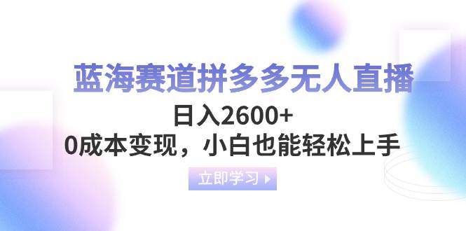 蓝海赛道拼多多无人直播，日入2600 ，0成本变现，小白也能轻松上手-紫爵资源库