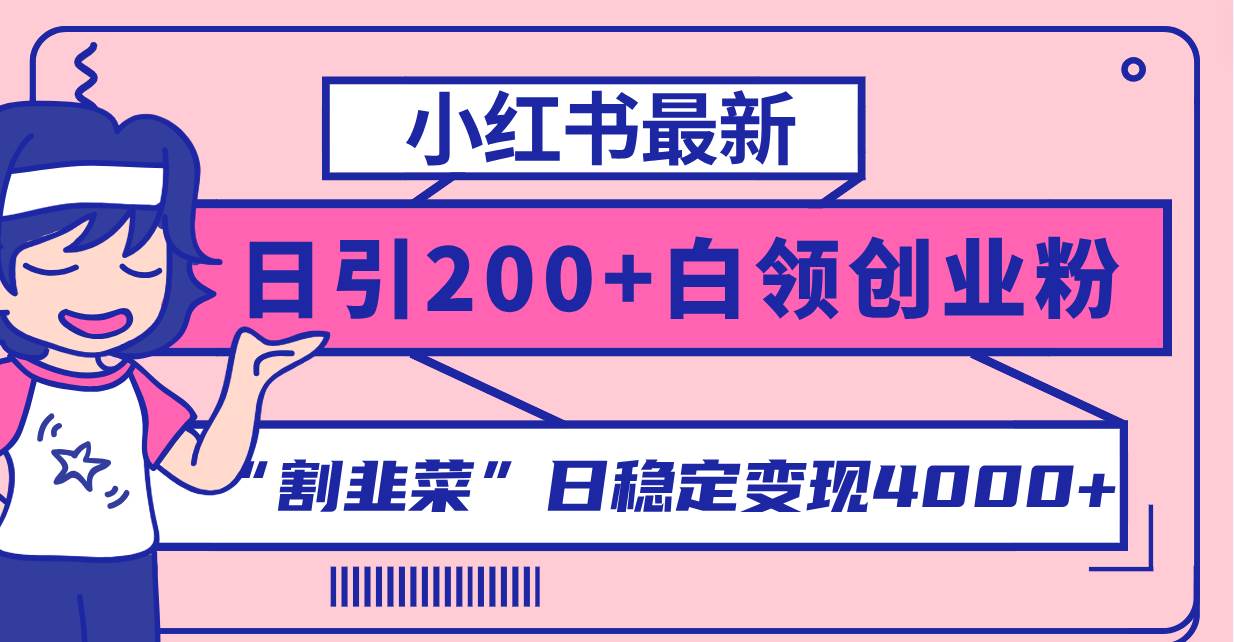 小红书最新日引200 创业粉”割韭菜“日稳定变现4000 实操教程！-紫爵资源库