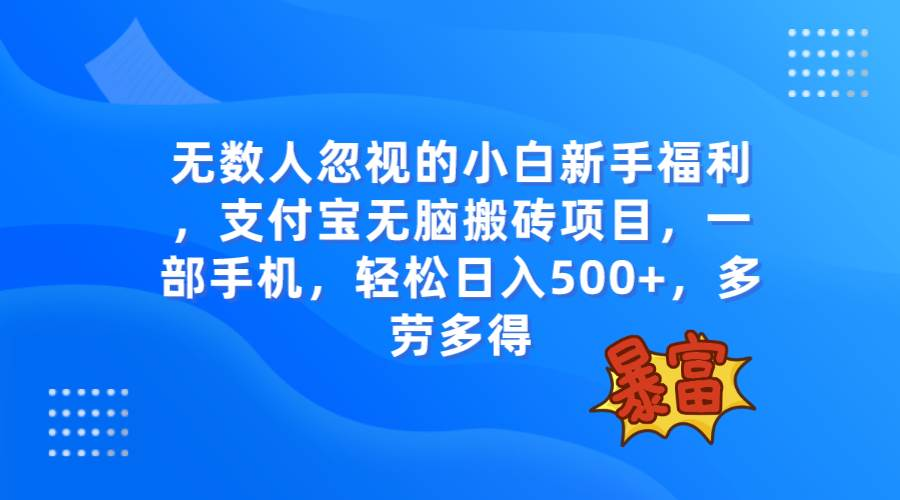 无数人忽视的项目，支付宝无脑搬砖项目，一部手机即可操作，轻松日入500-紫爵资源库