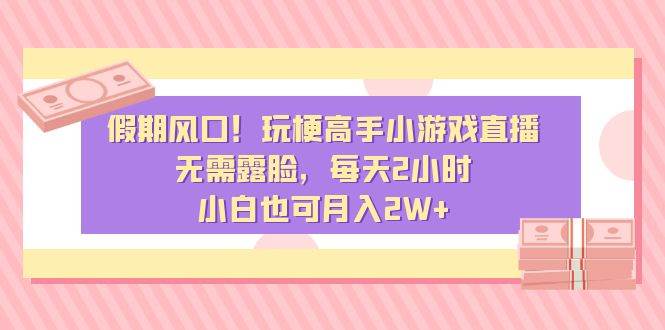 假期风口！玩梗高手小游戏直播，无需露脸，每天2小时，小白也可月入2W-紫爵资源库