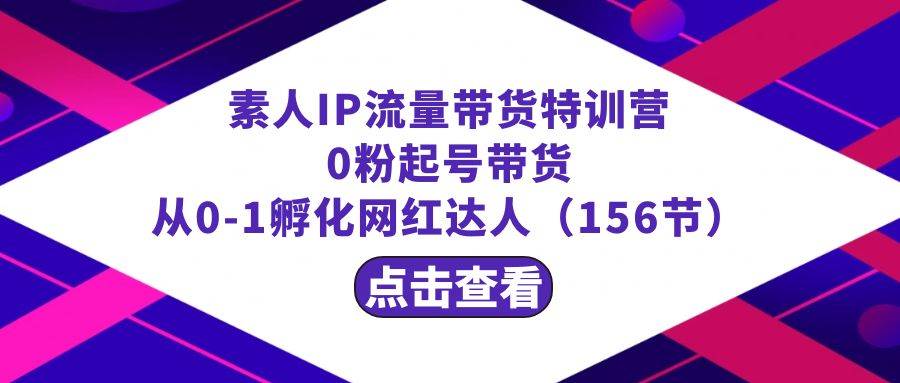 繁星·计划素人IP流量带货特训营：0粉起号带货 从0-1孵化网红达人（156节）-紫爵资源库