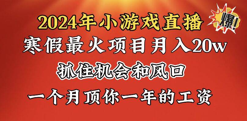 2024年寒假爆火项目，小游戏直播月入20w ，学会了之后你将翻身-紫爵资源库