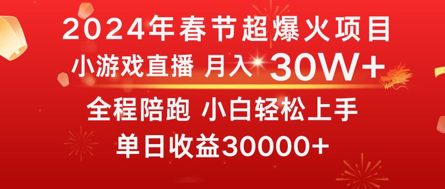 龙年2024过年期间，最爆火的项目 抓住机会 普通小白如何逆袭一个月收益30W+-紫爵资源库