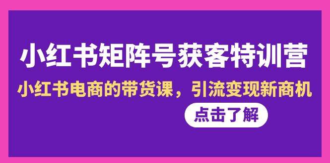 小红书-矩阵号获客特训营-第10期，小红书电商的带货课，引流变现新商机-紫爵资源库