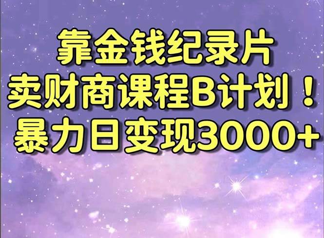 靠金钱纪录片卖财商课程B计划！暴力日变现3000+，喂饭式干货教程！-紫爵资源库