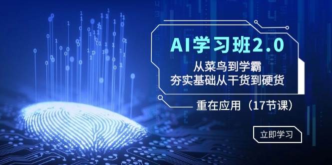 AI学习班2.0：从菜鸟到学霸，夯实基础从干货到硬货，重在应用（17节课）-紫爵资源库