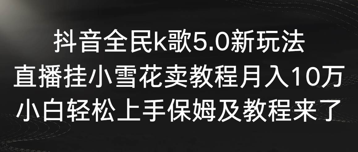 抖音全民k歌5.0新玩法，直播挂小雪花卖教程月入10万，小白轻松上手，保…-紫爵资源库