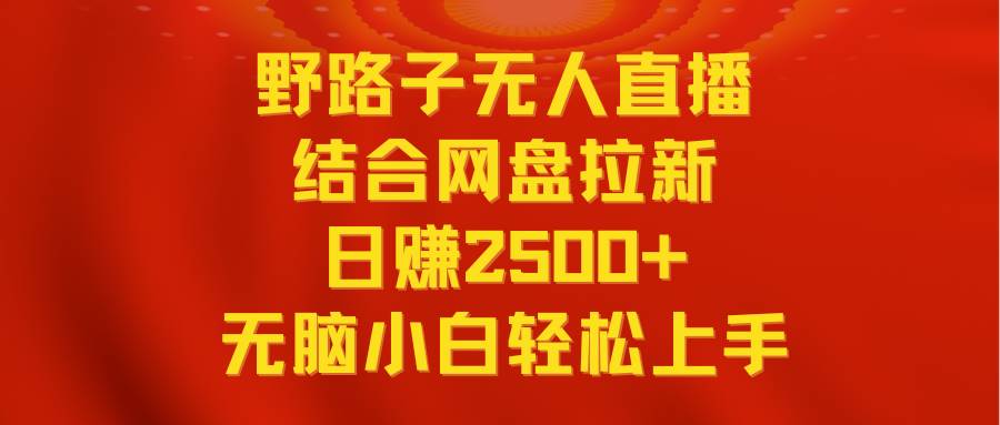 无人直播野路子结合网盘拉新，日赚2500+多平台变现，小白无脑轻松上手操作-紫爵资源库