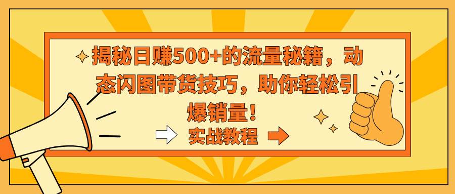 揭秘日赚500+的流量秘籍，动态闪图带货技巧，助你轻松引爆销量！-紫爵资源库