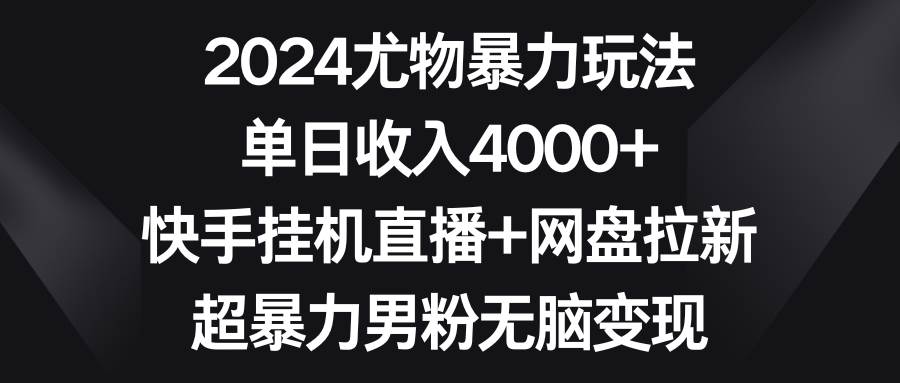 2024尤物暴力玩法 单日收入4000+快手挂机直播+网盘拉新 超暴力男粉无脑变现-紫爵资源库