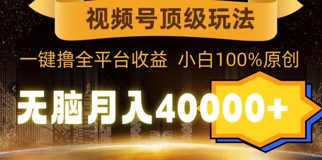 视频号顶级玩法，无脑月入40000+，一键撸全平台收益，纯小白也能100%原创-紫爵资源库