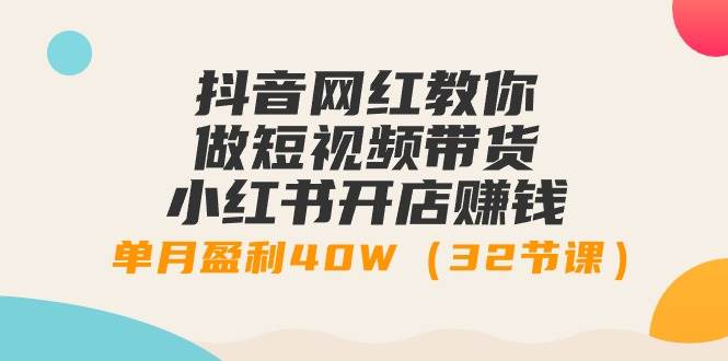 抖音网红教你做短视频带货+小红书开店赚钱，单月盈利40W（32节课）-紫爵资源库