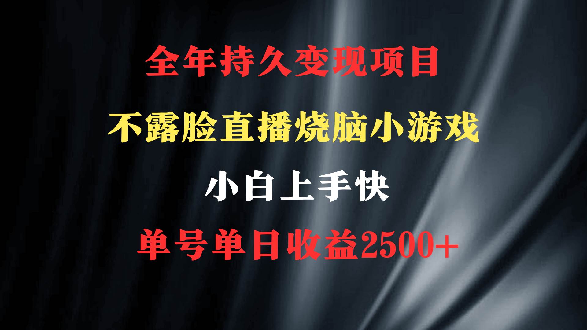 2024年 最优项目，烧脑小游戏不露脸直播 小白上手快 无门槛 一天收益2500+-紫爵资源库