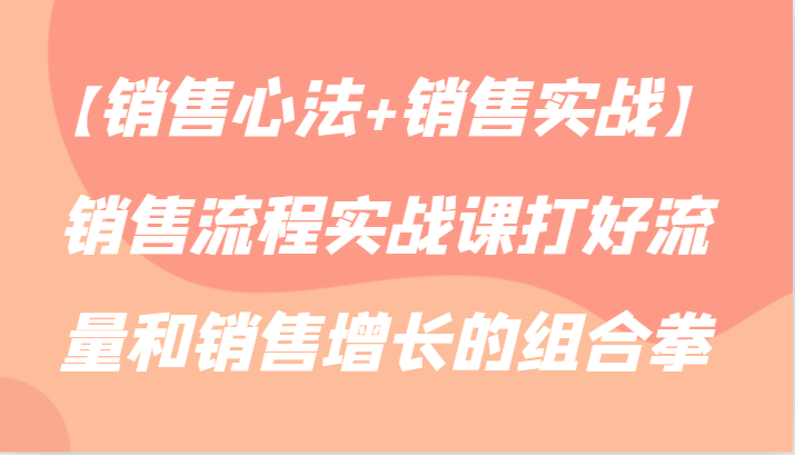 【销售心法+销售实战】销售流程实战课打好流量和销售增长的组合拳-紫爵资源库