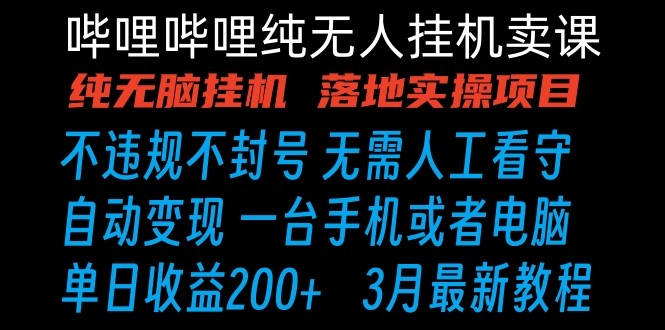 哔哩哔哩纯无脑挂机卖课 单号日收益200+ 手机就能做-紫爵资源库