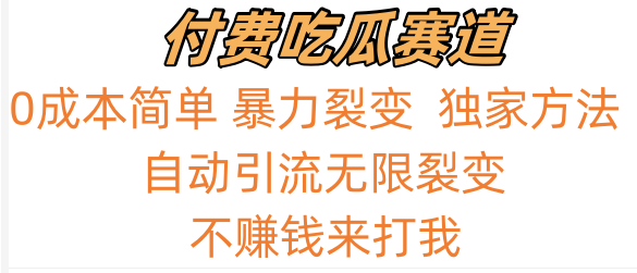 吃瓜付费赛道，暴力无限裂变，0成本，实测日入700+！！！-紫爵资源库