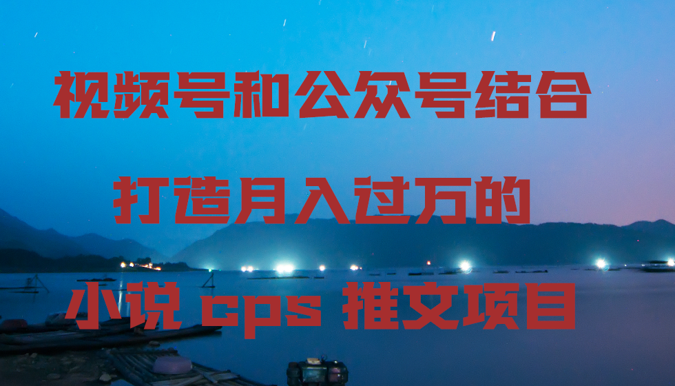 视频号和公众号结合打造月入过万的小说cps推文项目，包括市面上面的各种思路详解-紫爵资源库