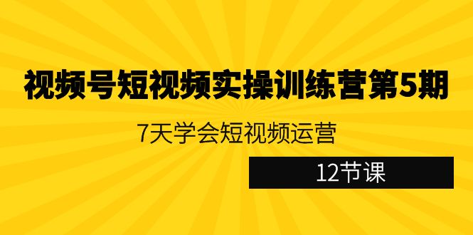 视频号短视频实操训练营第5期：7天学会短视频运营（12节课）-紫爵资源库