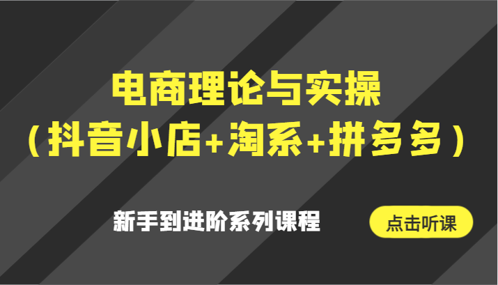 电商理论与实操（抖音小店+淘系+拼多多）新手到进阶系列课程-紫爵资源库