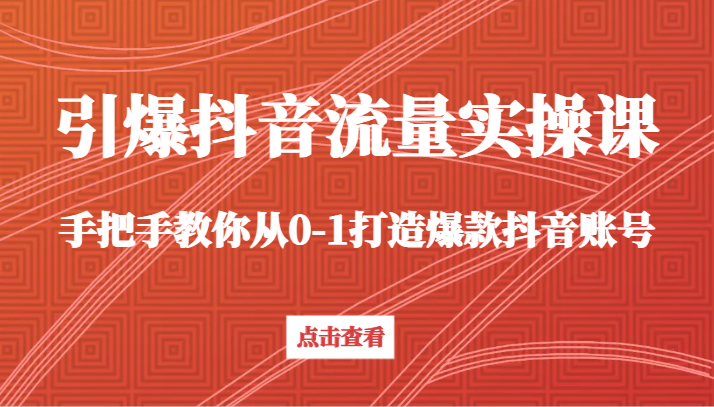 引爆抖音流量实操课，手把手教你从0-1打造爆款抖音账号（27节课）-紫爵资源库