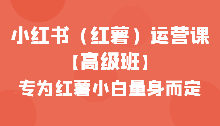 小红书（红薯）运营课【高级班】，专为红薯小白量身而定（42节课）-紫爵资源库