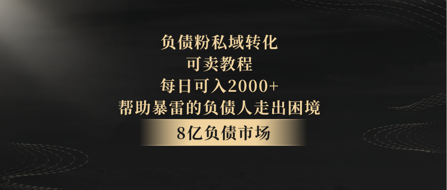 负债粉私域转化，可卖教程，每日可入2000+，无需经验-紫爵资源库