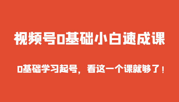 视频号0基础小白速成课，0基础学习起号，看这一个课就够了！-紫爵资源库