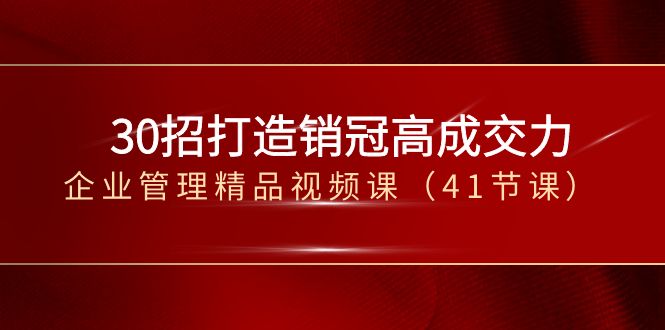 30招打造销冠高成交力-企业管理精品视频课（41节课）-紫爵资源库