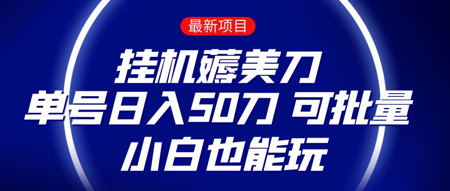 薅羊毛项目  零投入挂机薅美刀    单号日入50刀  可批量  小白也能玩-紫爵资源库