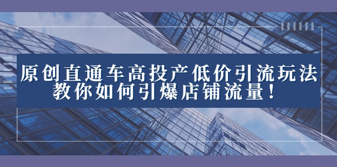 2023直通车高投产低价引流玩法，教你如何引爆店铺流量！-紫爵资源库